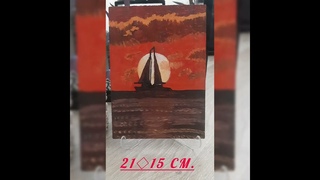 Night Sailboat  argolite/oil 2115 cm. 2020 Natalia Newman #painting #yacht #artideas #Interior