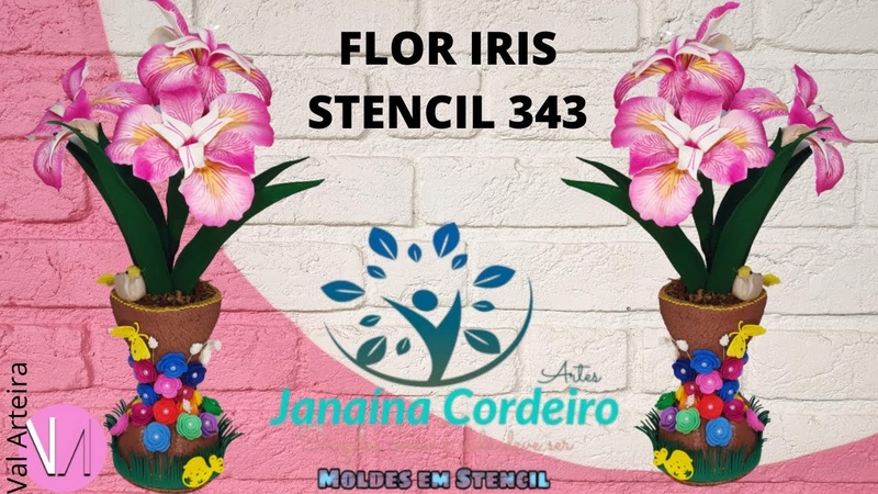 Flor Iris MUITO fácil com stencil 343 Janaina Cordeiro