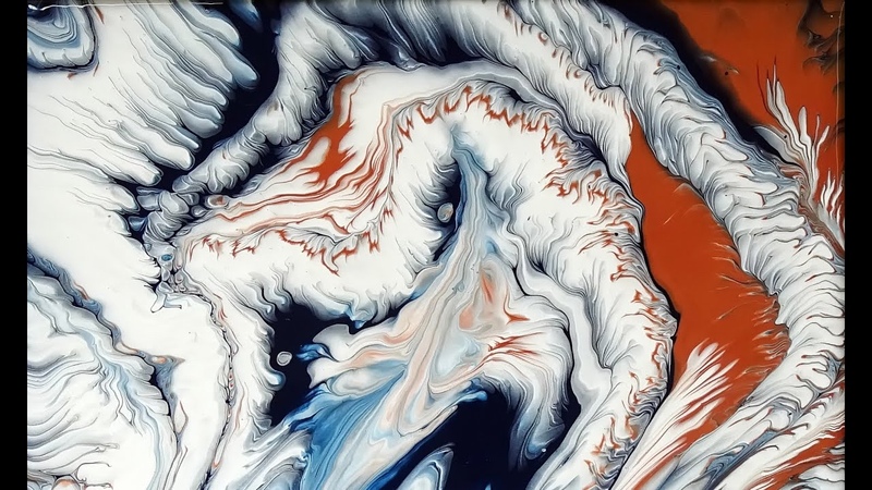 (424) Wandering straight pour with FINGER FOOD TRAY Acrylic pour painting Paint, With