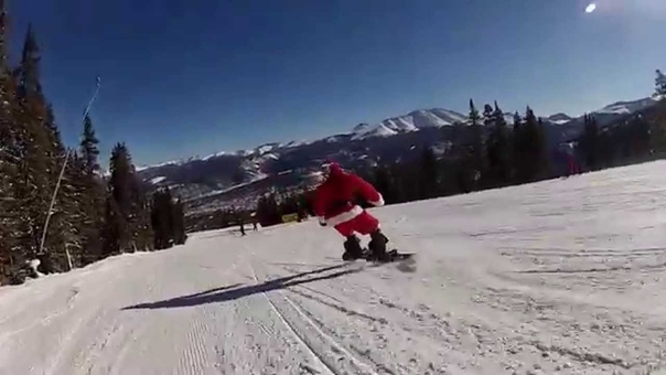 Santa Shreds Breck handing out Monsters doing flatland