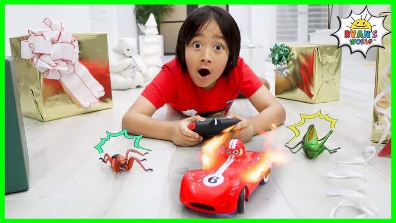 Ryans World Remote Control Race Car Toy with Obstacle Course