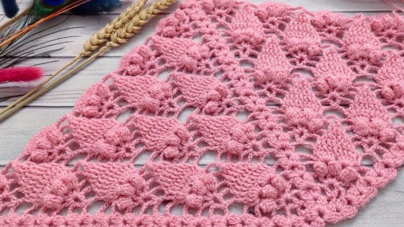 КАК ПРОСТО ВЯЗАТЬ ЭТУ ШАЛЬ, ,Шаль крючком узором 3 D, , Crochet