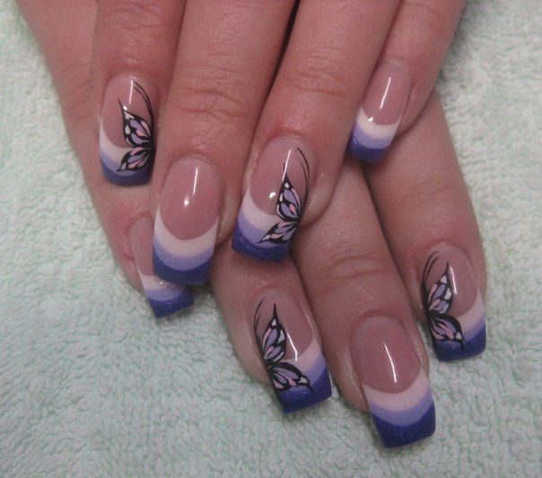 Маникюр гель лаком френч с рисунком Маникюр гель лаком френч с рисунком