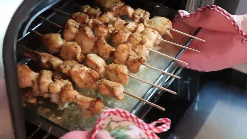 Шашлык в духовке. Шашлык из курицы. Шашлык в духовке на