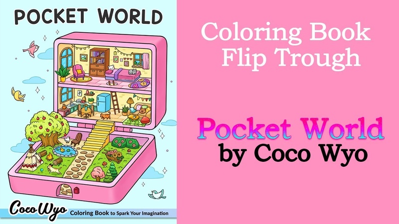 Pocket World Coco Wyo, coloring Book Flip Trough, fliptrough, coloriage, cocowyopublishing,