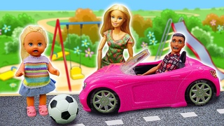 Evi  investita da un'auto! Barbie la calma con il gelato! Barbie LIVE in italiano